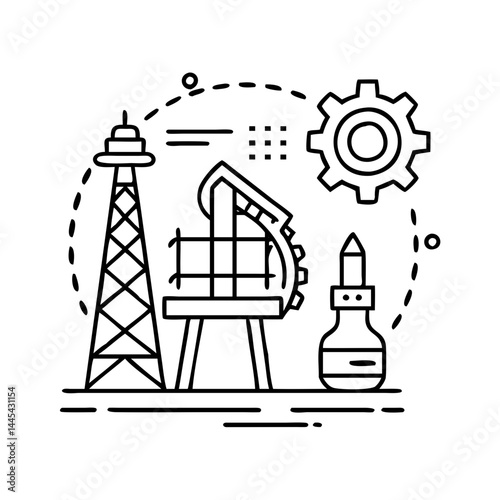 oilfield services icon, oilfield services line art - simple line art of oilfield services, perfect for oilfield services logos and icons