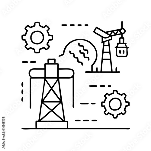 oilfield services icon, oilfield services line art - simple line art of oilfield services, perfect for oilfield services logos and icons