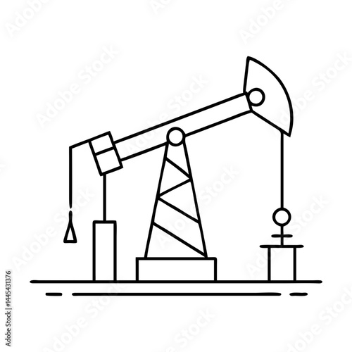 oil pumpjack icon, oil pumpjack line art - simple line art of oil pumpjack, perfect for oil pumpjack logos and icons