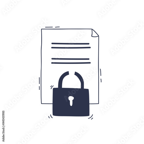 A document with a lock symbolizes data security and privacy protection.