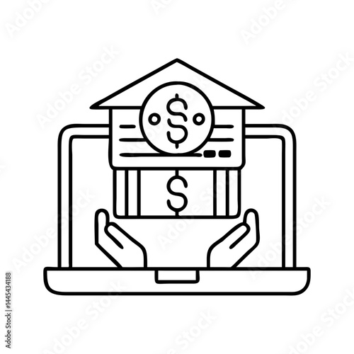 online loan icon, online loan line art - simple line art of online loan, perfect for online loan logos and icons