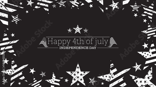Abstract black memorial day concept vector design frame, happy 4th july text. Usa freedom day design banner to use for 4th july independence day projects. 