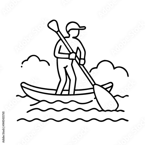 paddleboarding icon, paddleboarding line art - simple line art of paddleboarding, perfect for paddleboarding logos and icons
