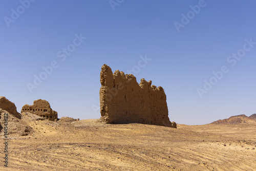 Remains of an ancient settlement from the 4th-5th century AD in the Black Desert in Egypt