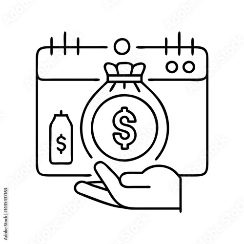payday loan icon, payday loan line art - simple line art of payday loan, perfect for payday loan logos and icons