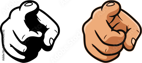 A hand pointing finger at you cartoon illustration, Want You Pointing Front Uncle Sam Need Finger Hand. A hand pointing a finger in a direction sign. Wearing a business suit in a vintage antique