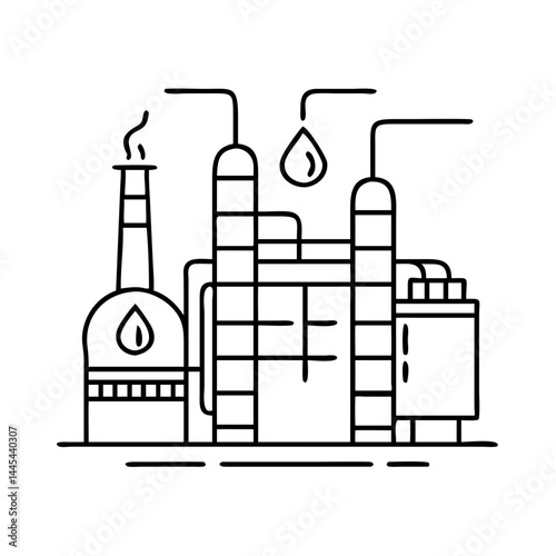 petrochemical plant icon, petrochemical plant line art - simple line art of petrochemical plant, perfect for petrochemical plant logos and icons