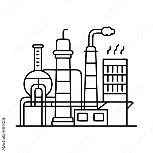petrochemical plant icon, petrochemical plant line art - simple line art of petrochemical plant, perfect for petrochemical plant logos and icons