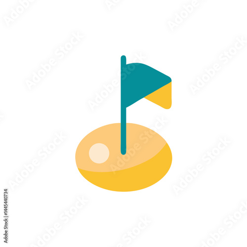Golf icon in flat color style with yellow and green tones