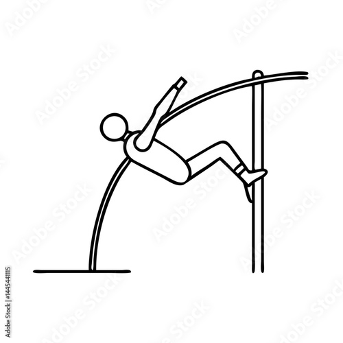 pole vault icon, pole vault line art - simple line art of pole vault, perfect for pole vault logos and icons