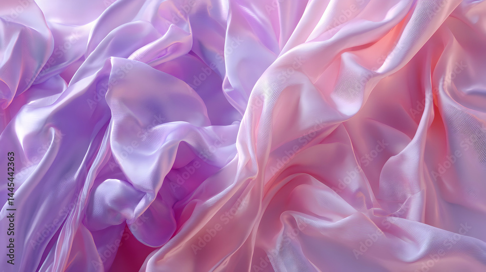 Fototapeta premium Delicate whispers of silken allure unfold with pastel iridescence in a symphony of light fabric