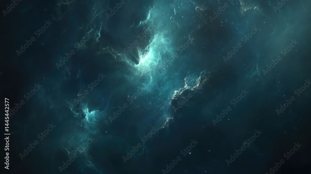 Obraz premium Deep space nebula displaying swirling patterns of cosmic dust.