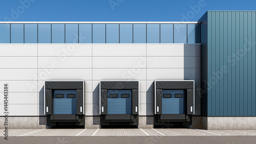 Fotografie Modern Warehouse Loading Docks for Freight, Shipping, and Logistics Operations,