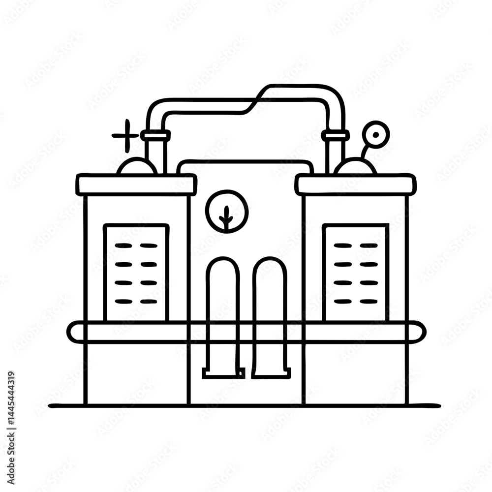 pump station icon, pump station line art - simple line art of pump station, perfect for pump station logos and icons pump station icon, pump station line art - simple line art of pump station, perfect for pump station logos and icons