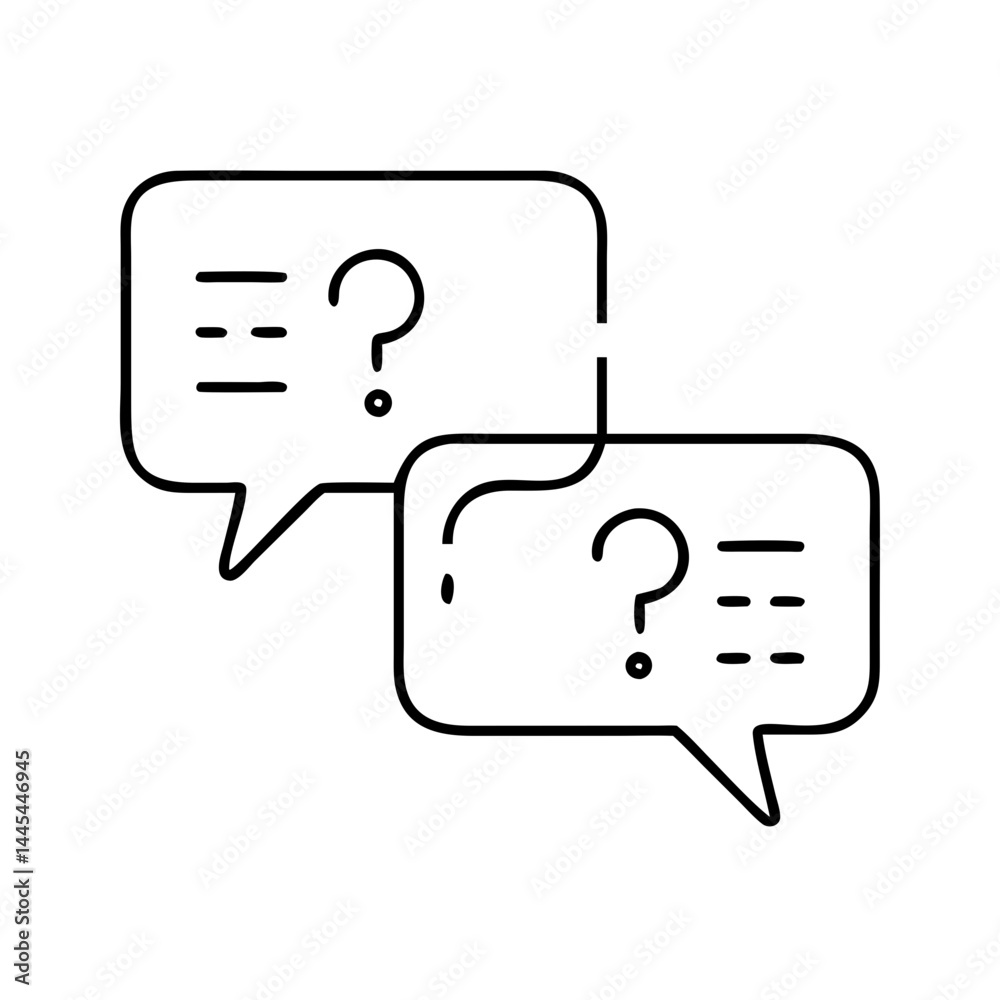 Fototapeta premium question mark in speech and chat bubbles together icon