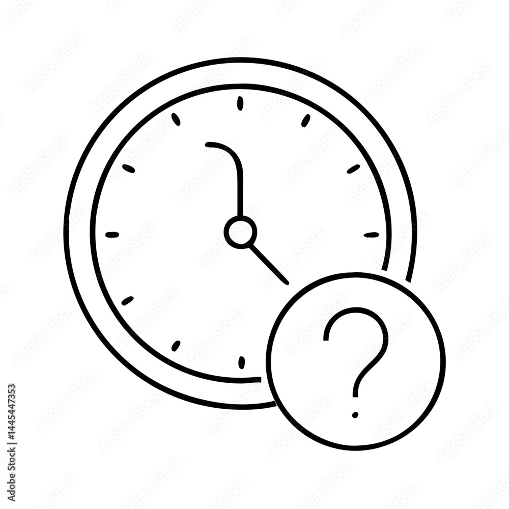 question mark with a clock icon, question mark with a clock line art - simple line art of question mark with a clock, perfect for question mark with a clock logos and icons question mark with a clock icon, question mark with a clock line art - simple line art of question mark with a clock, perfect for question mark with a clock logos and icons