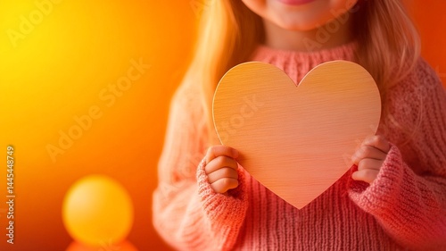 Wallpaper Mural Cute child holding a heart-shaped sign with blank space for copy, ideal for messages, love notes, or campaigns, on clean background.

 Torontodigital.ca