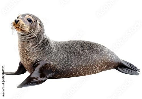 Harbor seal isolated PNG transparent background gray wet fur relaxed marine mammal whiskers flippers animal wildlife sea pup cute alert

