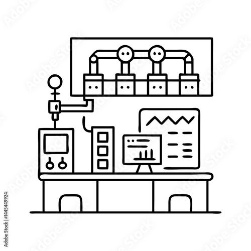 refining control room icon, refining control room line art - simple line art of refining control room, perfect for refining control room logos and icons