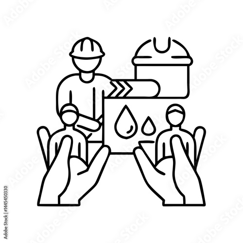 relief work icon, relief work line art - simple line art of relief work, perfect for relief work logos and icons