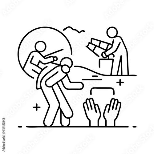 relief work icon, relief work line art - simple line art of relief work, perfect for relief work logos and icons