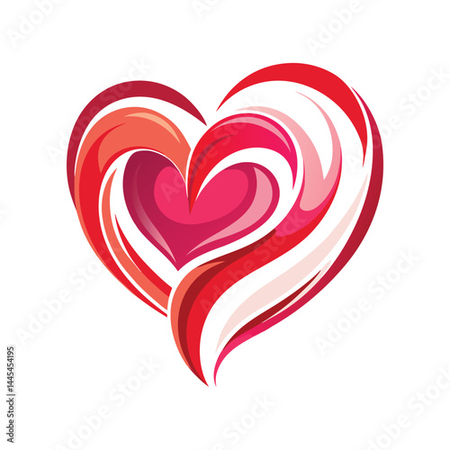 Stylized Heart in Shades of Red