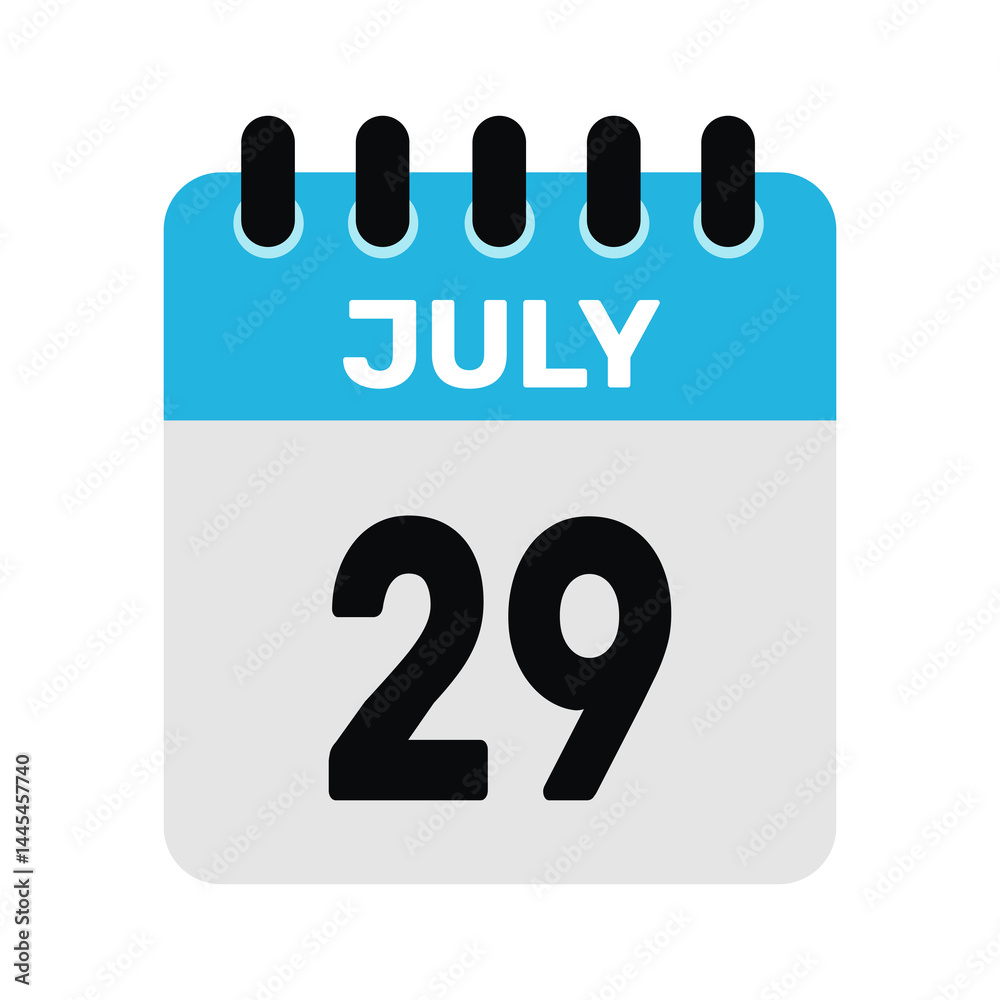 july 29 calendar icon Vector page month design illustration july 29 calendar icon Vector page month design illustration