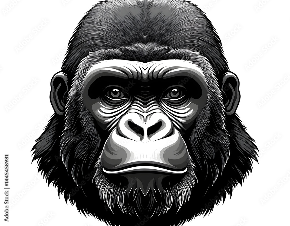 Obraz premium Gorilla Head, Monochrome Portrait