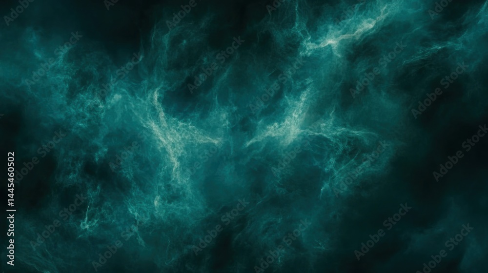 Fototapeta premium Deep teal abstract swirls of ethereal nebulae, illuminated by light.