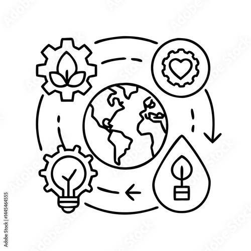 sustainable development icon, sustainable development line art - simple line art of sustainable development, perfect for sustainable development logos and icons