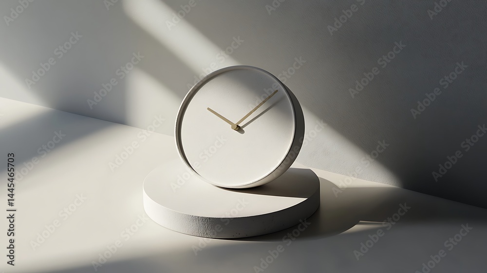 Small table clock mockup under bright top Small table clock mockup under bright top