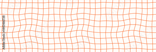 Retro seamless pattern. Hand drawn red grid on beige background. 60s 70s aesthetic. Vector illustration for poster, cover, print.
