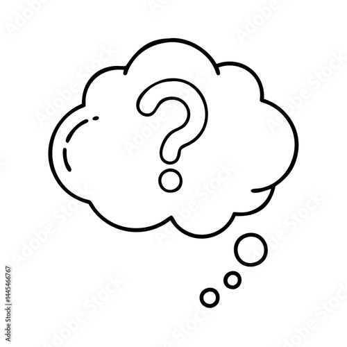 thought bubble with question mark icon, thought bubble with question mark line art - simple line art of thought bubble with question mark, perfect for thought bubble with question mark logos and icons