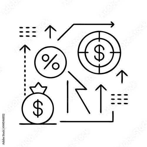 variable interest rate icon, variable interest rate line art - simple line art of variable interest rate, perfect for variable interest rate logos and icons
