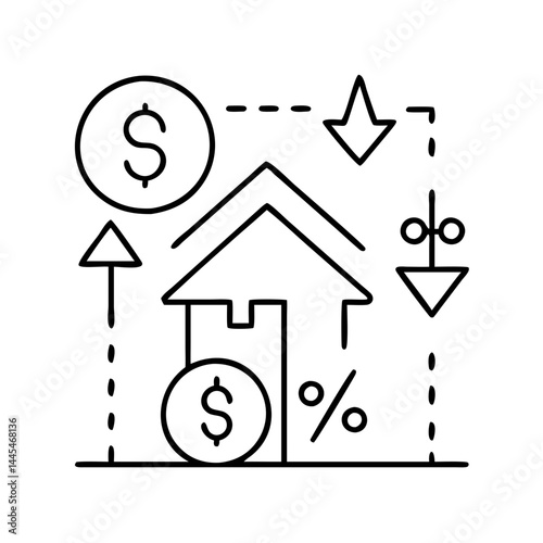 variable interest rate icon, variable interest rate line art - simple line art of variable interest rate, perfect for variable interest rate logos and icons