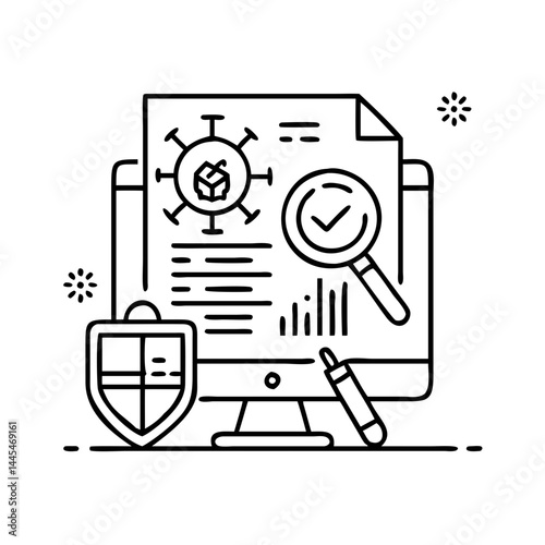 vulnerability assessment icon, vulnerability assessment line art - simple line art of vulnerability assessment, perfect for vulnerability assessment logos and icons