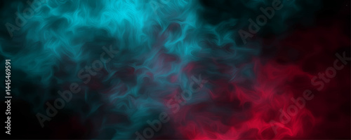 Abstract smoke in red and blue hue on a dark background. Vibrant Abstract Red and Blue Smoke Background Design. dynamic vector illustration featuring swirling patterns luminous red and cool cyan  art.