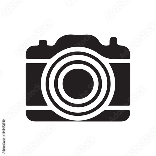 Silhouette of Camera Icon in Black and White - Photography Symbol