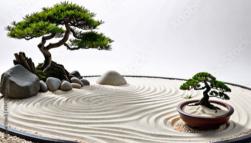 Obraz na płótnie Tranquil Zen Garden with Raked Sand w salonie