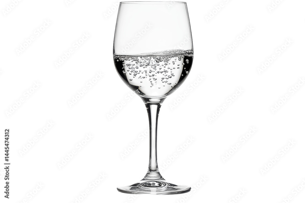 Sparkling Water in Elegant Glass Crisp White Background Bubbly Refreshment Sparkling Water in Elegant Glass Crisp White Background Bubbly Refreshment