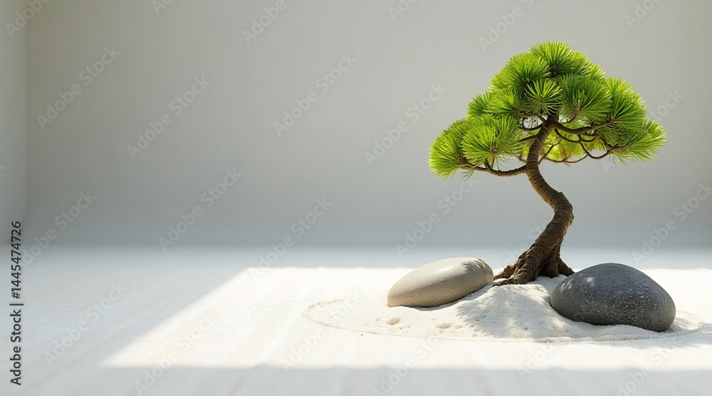 Tranquil Zen Garden with Raked Sand