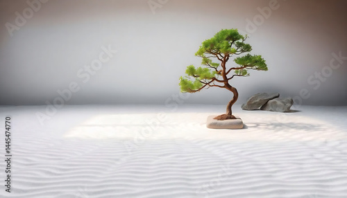 Obraz na płótnie Tranquil Zen Garden with Raked Sand w salonie