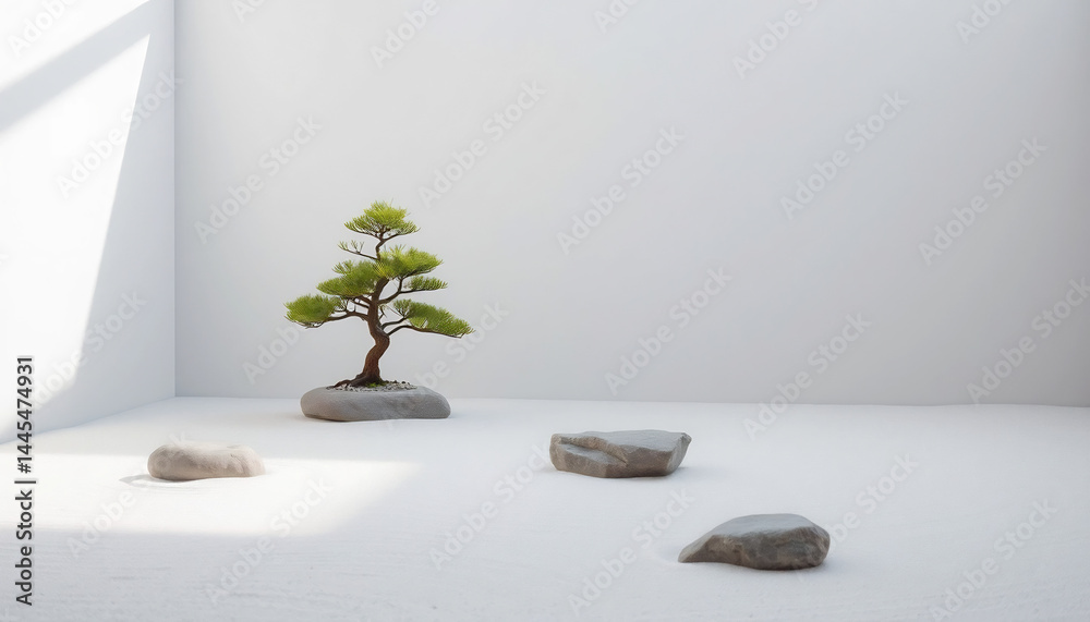 Tranquil Zen Garden with Raked Sand