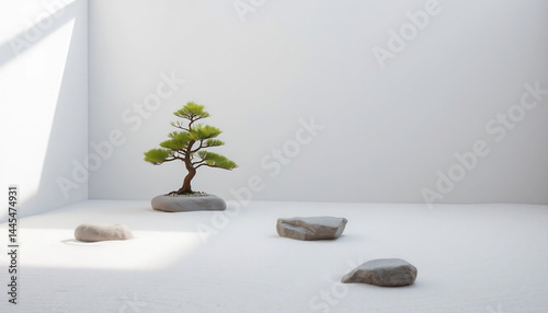 Tranquil Zen Garden with Raked Sand