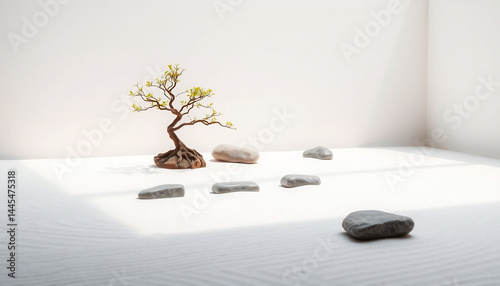 Obraz na płótnie Tranquil Zen Garden with Raked Sand w salonie