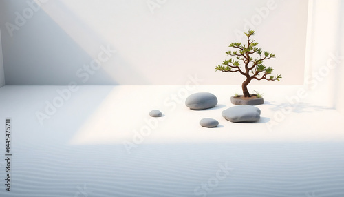 Obraz na płótnie Tranquil Zen Garden with Raked Sand w salonie