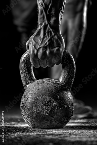 Obraz na płótnie Black and White Kettlebell Workout w salonie