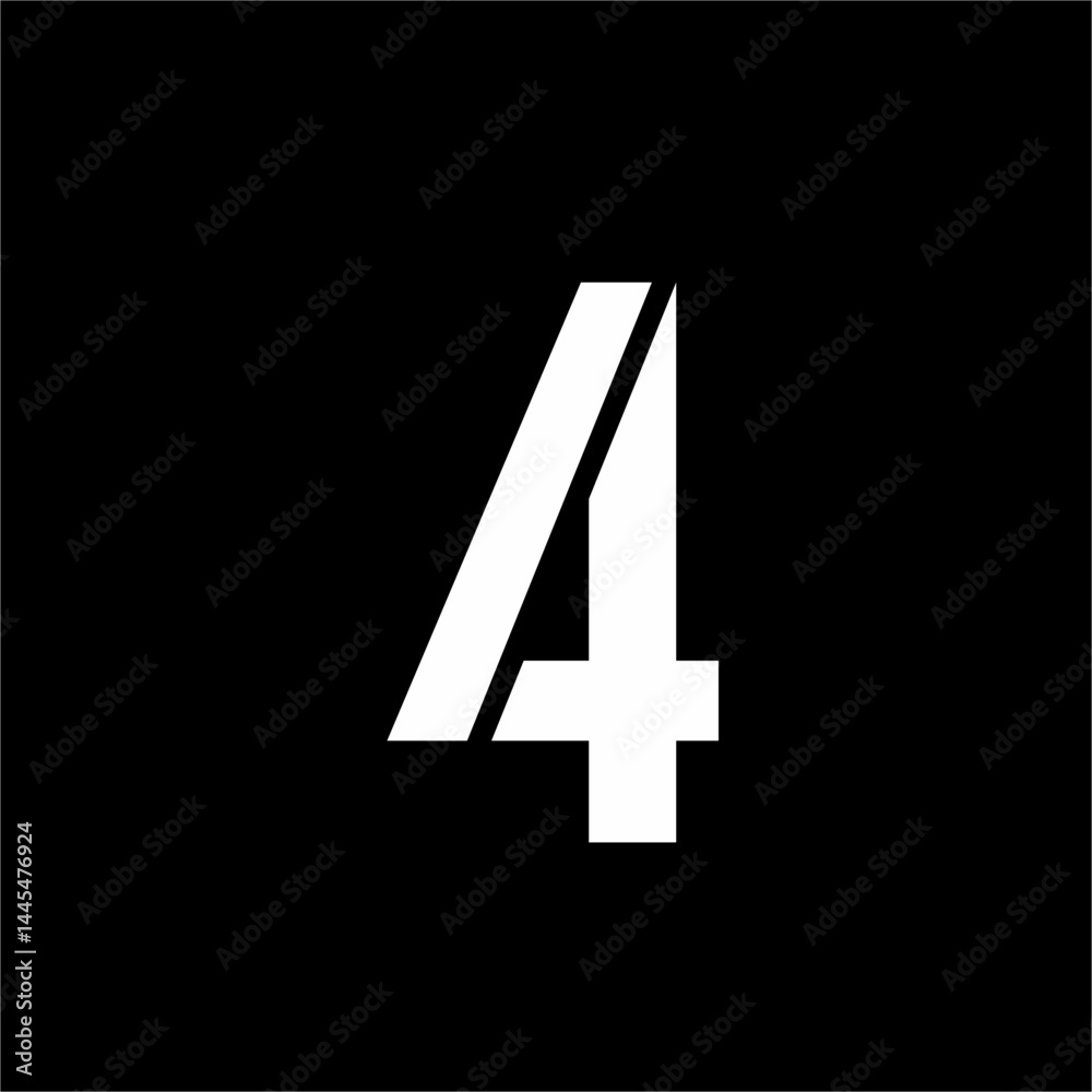 Number four logo design with cross and slash.