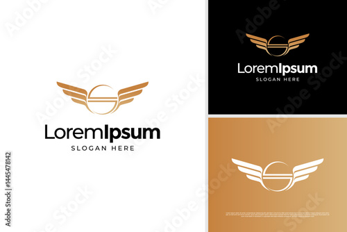 Letter S wing gold premium logo vector design template