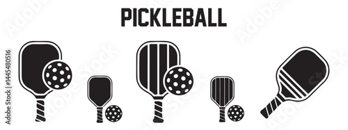 Silhouette of Pickleball Racket and Ball Icons for Fitness Use